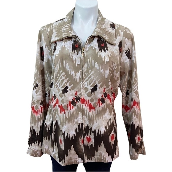 Zenergy By Chico's Beige Brown Orange Zip Jacket - Picture 1 of 9